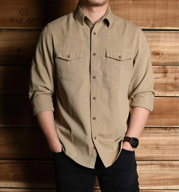 Áo Sơ Mi Vải Jersey Dáng Rộng Dài Tay