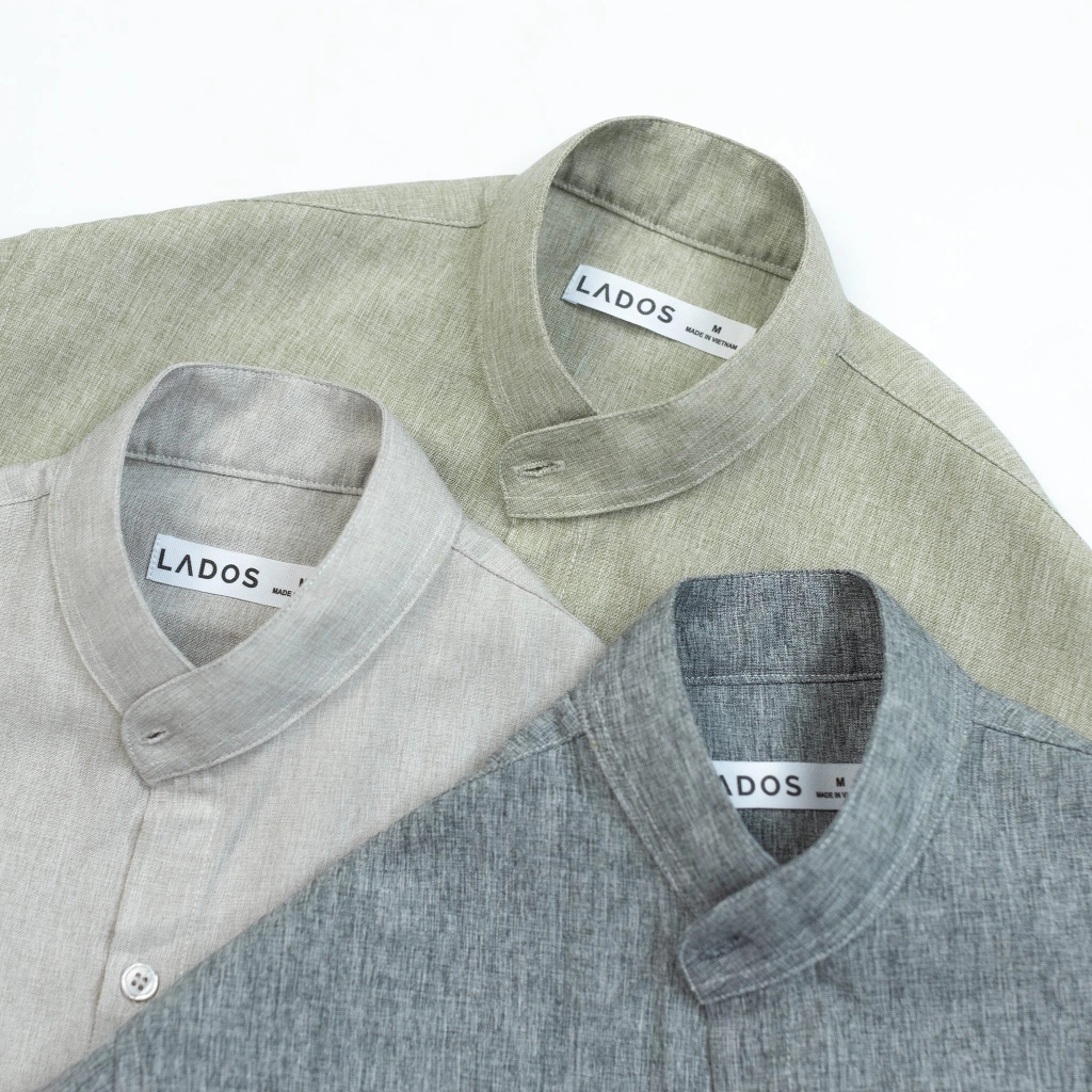 Áo Sơ Mi Vải Cotton Linen Cổ Trụ Dài Tay