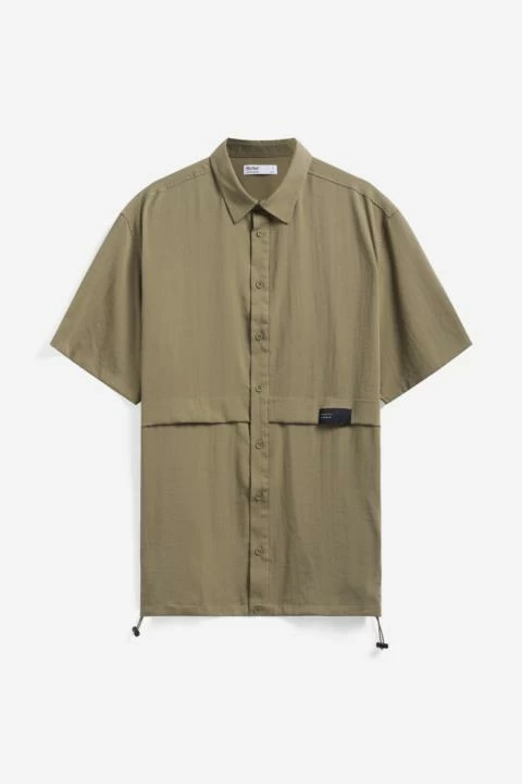 Sơ Mi Nam Tay Ngắn Trơn Rayon Dây Rút Form Loose