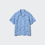 Sơ Mi Vải Cotton Modal In Họa Tiết Cổ Mở Ngắn Tay