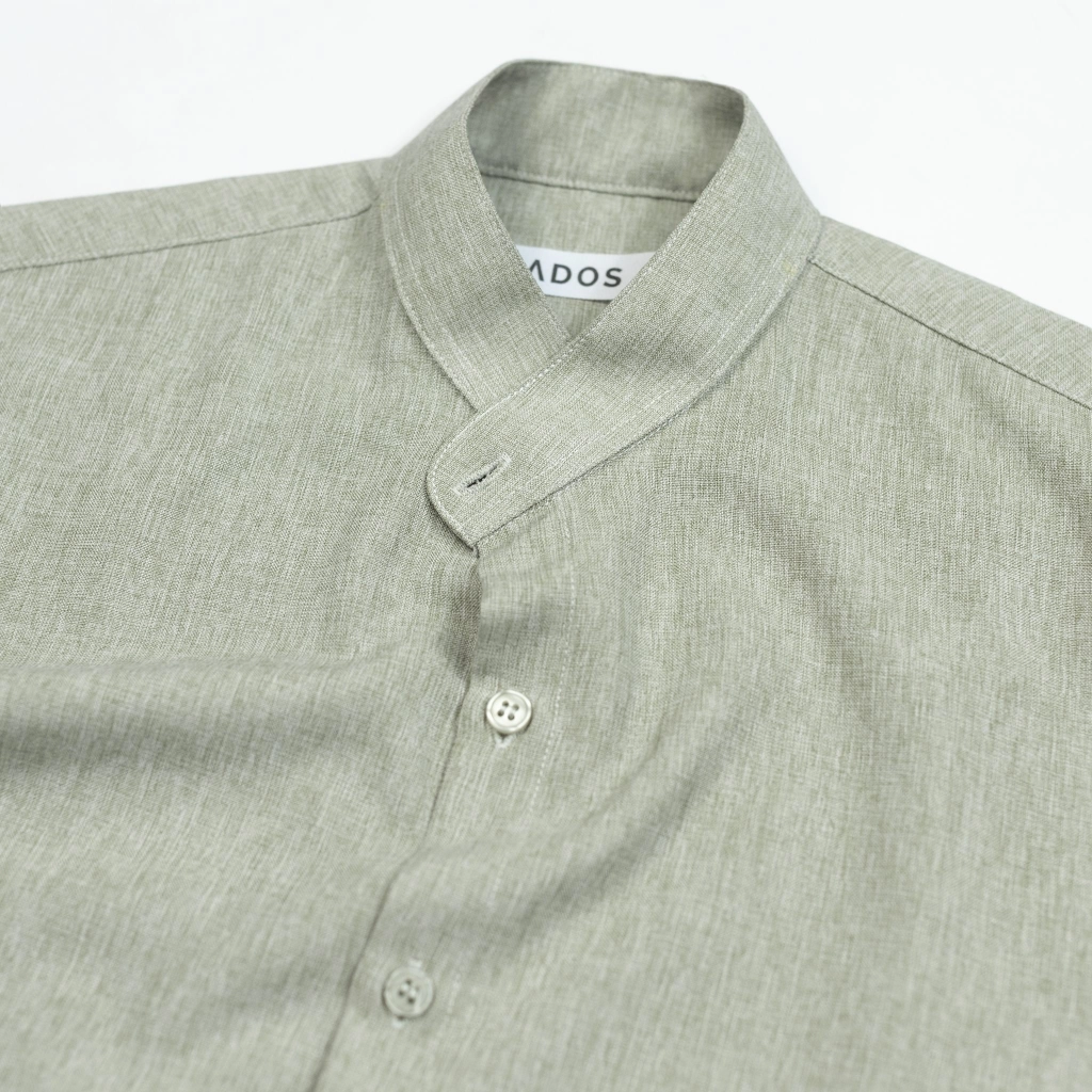 Áo Sơ Mi Vải Cotton Linen Cổ Trụ Dài Tay