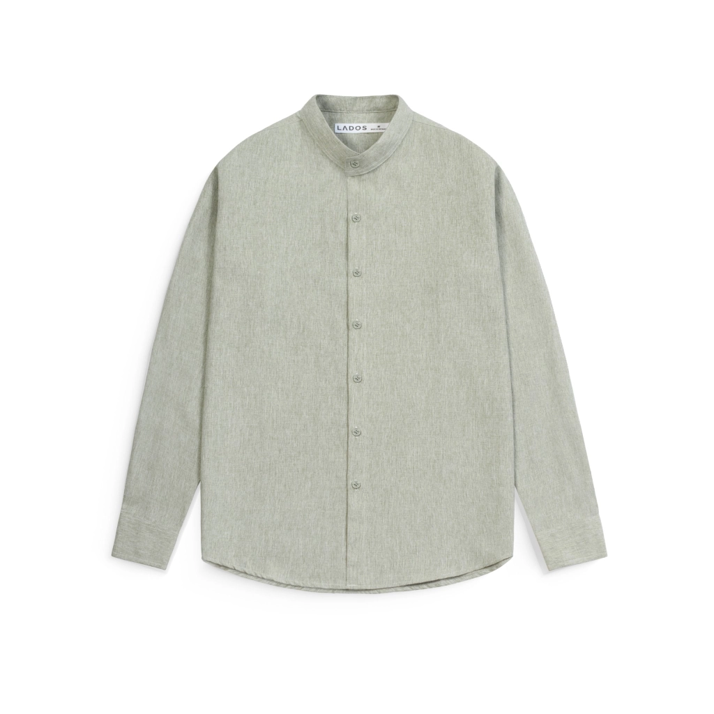 Áo Sơ Mi Vải Cotton Linen Cổ Trụ Dài Tay